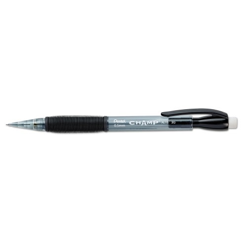 Pentel Champ Mechanical Pencil, 0.5 Mm, Hb (#2.5), Black Lead, Translucent Black Barrel, 24/Pack