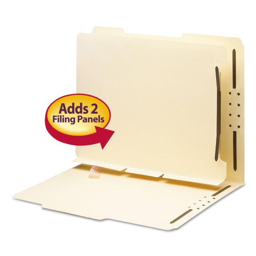 Smead Self-Adhesive Folder Dividers With Twin-Prong Fasteners For Top/End Tab Folders, 1 Fastener, Letter Size, Manila, 25/Pack