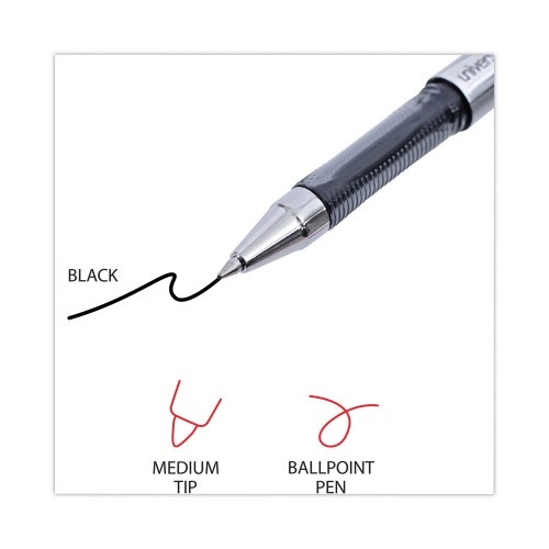 Universal Gel Pen, Stick, Medium 0.7 Mm, Black Ink, Silver/Black Barrel, Dozen