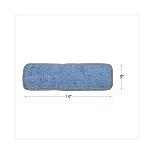 Boardwalk Microfiber Mop Head, Blue, 18 X 5, Split Microfiber, Hook & Loop Back, Dozen