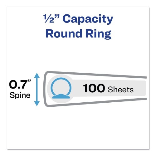 Avery Mini Size Durable View Binder With Round Rings, 3 Rings, 0.5" Capacity, 8.5 X 5.5, Black