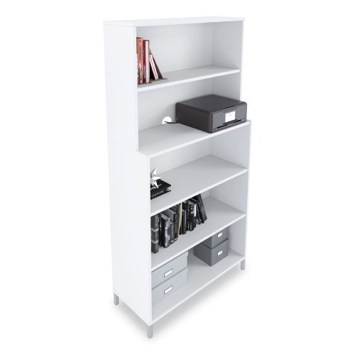 Union & Scale Essentials Laminate Bookcase, Five-Shelf, 35.8W X 14.9D X 72H, White
