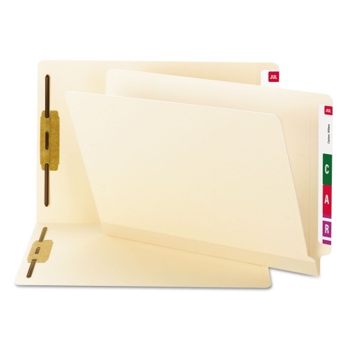 Smead Tuff Laminated Fastener Folders With Reinforced Tab, 0.75" Expansion, 2 Fasteners, Letter Size, Manila Exterior, 50/Box