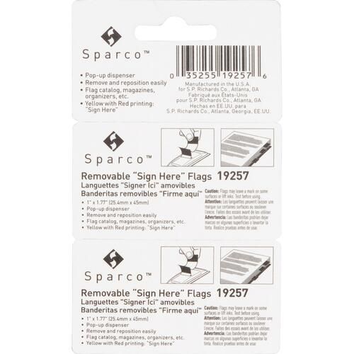 Sparco Pop-Up Sign Here Flags In Dispenser