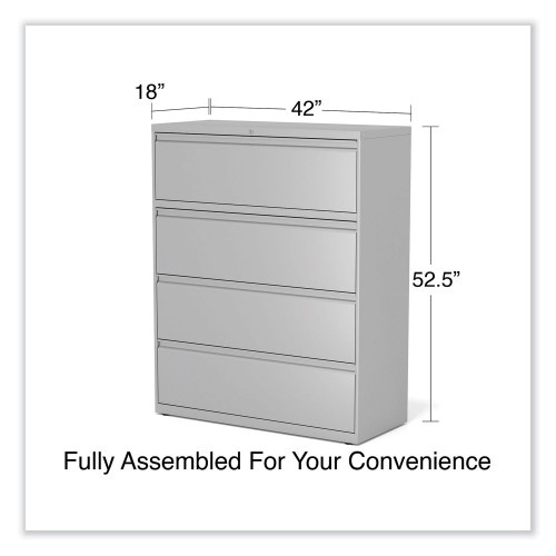 Alera Lateral File, 4 Legal/Letter-Size File Drawers, Light Gray, 42" X 18.63" X 52.5"