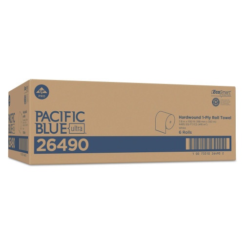 Georgia Pacific Professional Pacific Blue Ultra Paper Towels, 1-Ply, 7.87" X 1,150 Ft, White, 6 Rolls/Carton