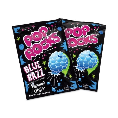Pop Rocks Sugar Candy, Blue Raspberry, 0.33 Oz Pouches, 24/Carton, Ships In 1-3 Business Days