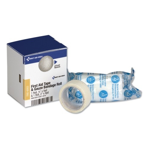 First Aid Only Smartcompliance First Aid Tape/Gauze Roll Combo, 1/2"X5 Yd. Tape, 2"X4 Yd. Gauze