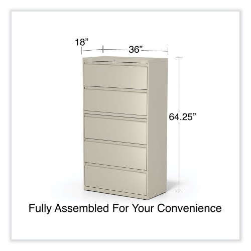 Alera Lateral File, 5 Legal/Letter/A4/A5-Size File Drawers, Putty, 36" X 18.63" X 67.63"