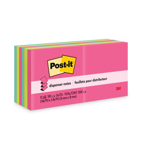 Post-It Original Pop-Up Refill Value Pack, 3 X 3, Poptimistic Collection Colors, Canary Yellow, 100 Sheets/Pad, 12 Pads/Pack