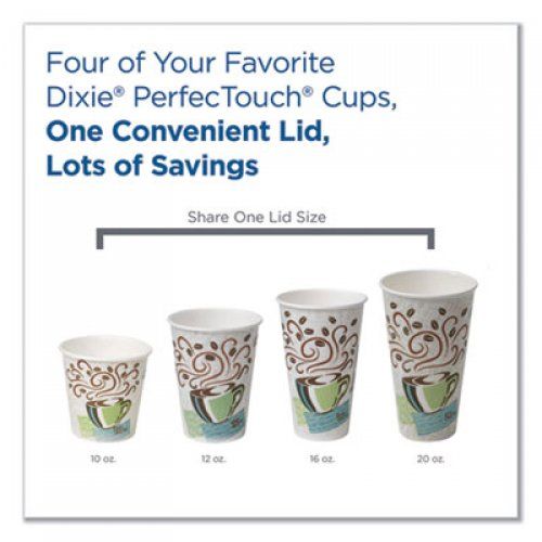 Dixie Reclosable Lids For 12 And 16 Oz Hot Cups, White, 100 Lids/Pack, 10 Packs/Carton