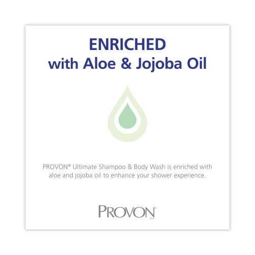 Provon Ultimate Shampoo & Body Wash, Herbal Scent, Pearl White, 1000 Ml Refill, 8/Ct