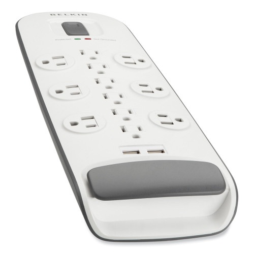 Belkin Home/Office Surge Protector, 12 Ac Outlets, 6 Ft Cord, 3,996 J, White/Black