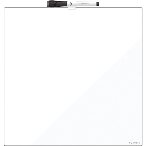 U Brands Frameless Non-Magnetic Glass Dry Erase Board, 35 X 23, Black