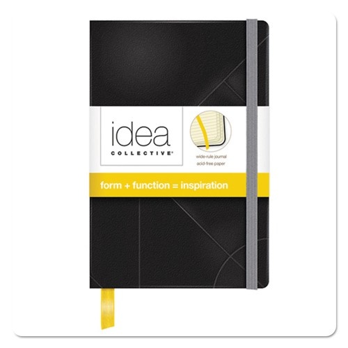Tops Idea Collective Journal, Hardcover With Elastic Closure, 1-Subject, Wide/Legal Rule, Black Cover, 5.5 X 3.5 Sheets