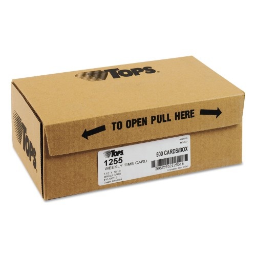 Tops Time Clock Cards, Replacement For 10-100312/1950-9301/K14-36981D, One Side, 3.5 X 10.5, 500/Box