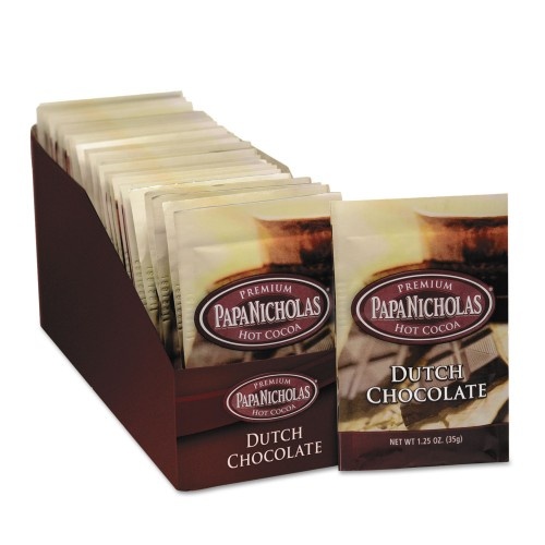 Papanicholas Coffee Premium Hot Cocoa, Dutch Chocolate, 24/Carton