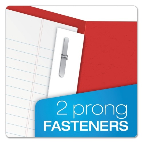 Oxford Twin-Pocket Folders With 3 Fasteners, Letter, 1/2" Capacity, Red, 25/Box