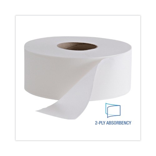 Boardwalk Jumbo Roll Bathroom Tissue, Septic Safe, 2-Ply, White, 3.4" X 1,000 Ft, 12 Rolls/Carton