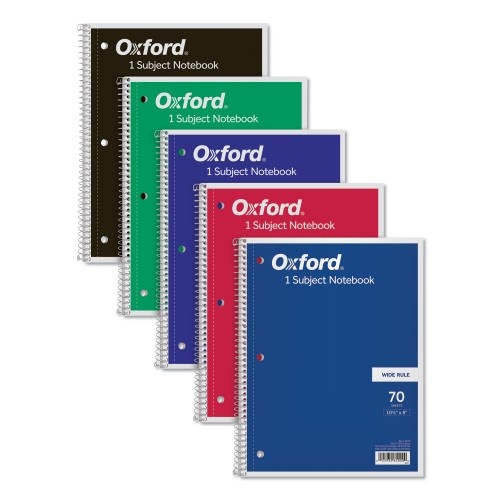 Oxford Coil-Lock Wirebound Notebooks, 3-Hole Punched, 1-Subject, Wide/Legal Rule, Randomly Assorted Covers, 10.5 X 8 Sheets