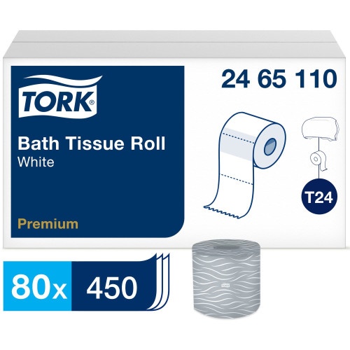 Tork Advanced Bath Tissue, Septic Safe, 2-Ply, White, 450 Sheets/Roll, 80 Rolls/Carton