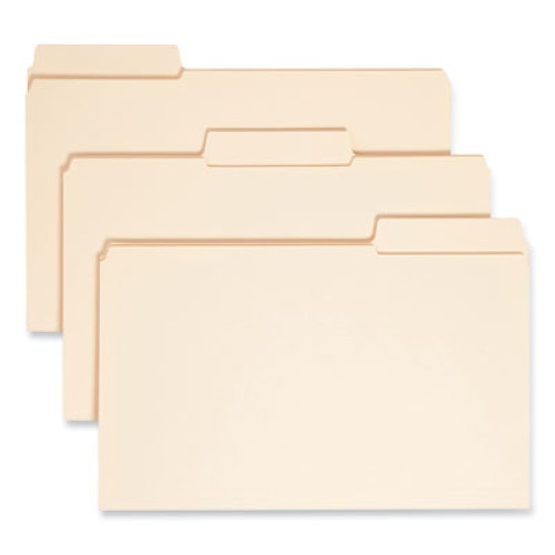 Smead Supertab Reinforced Guide Height Top Tab Folders, 1/3-Cut Tabs: Assorted, Legal Size, 0.75" Expansion, Manila, 100/Box