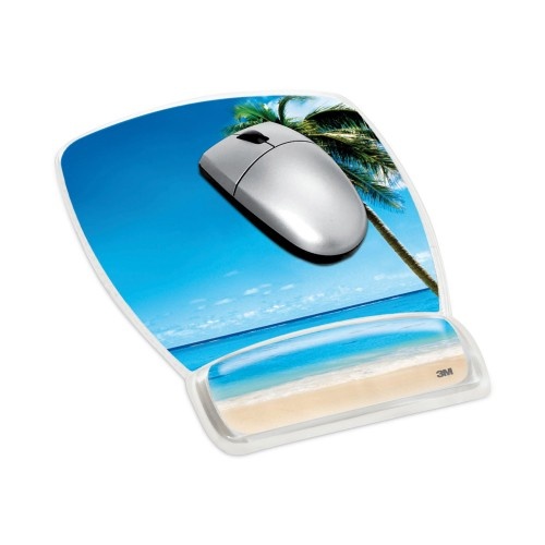 3M Fun Design Clear Gel Mouse Pad Wrist Rest, 6 4/5 X 8 3/5 X 3/4, Beach Design