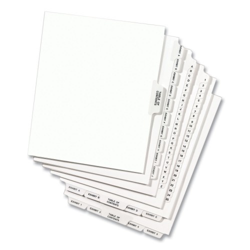 Preprinted Legal Exhibit Side Tab Index Dividers, Avery Style, 10-Tab, 28, 11 X 8.5, White, 25/Pack,