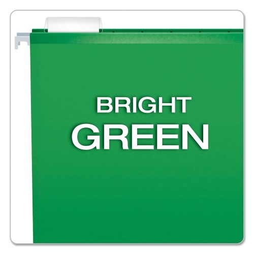 Pendaflex Colored Reinforced Hanging Folders, Legal Size, 1/5-Cut Tab, Bright Green, 25/Box