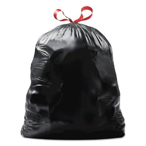 Glad Drawstring Large Trash Bags, 30 Gal, 1.05 Mil, 30" X 33", Black, 15/Box