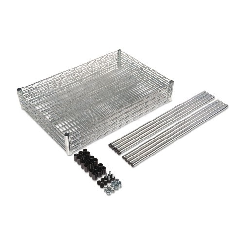 Alera Nsf Certified Industrial Four-Shelf Wire Shelving Kit, 48W X 18D X 72H, Silver