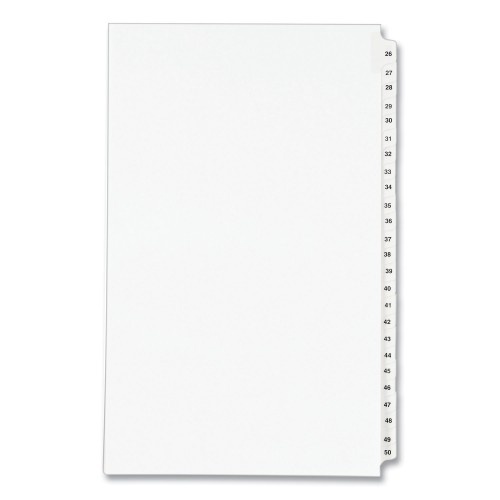 Preprinted Legal Exhibit Side Tab Index Dividers, Avery Style, 25-Tab, 26 To 50, 14 X 8.5, White, 1 Set,