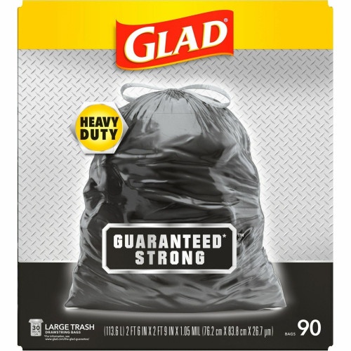 30 in. x 33 in. 30 Gal. 1.05 mil Black Drawstring Large Trash Bags  (15-Bags/Box, 6-Boxes/Carton)