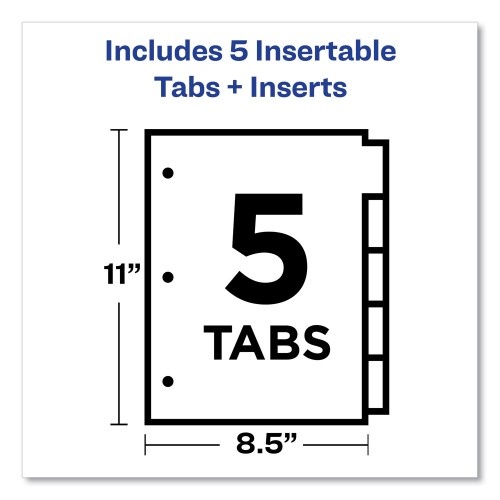 Avery Insertable Big Tab Dividers, 5-Tab, Single-Sided Copper Edge Reinforcing, 11 X 8.5, Buff, Assorted Tabs, 1 Set