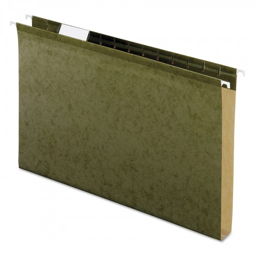 Pendaflex Extra Capacity Reinforced Hanging File Folders With Box Bottom, Legal Size, 1/5-Cut Tab, Standard Green, 25/Box