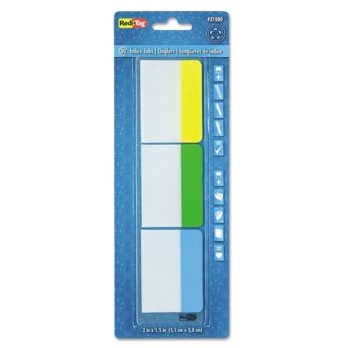 Redi-Tag Write-On Index Tabs, 1/5-Cut, Assorted Colors, 2" Wide, 30/Pack