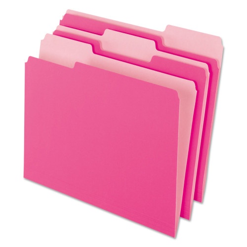 Pendaflex Interior File Folders, 1/3-Cut Tabs: Assorted, Letter Size, Pink, 100/Box