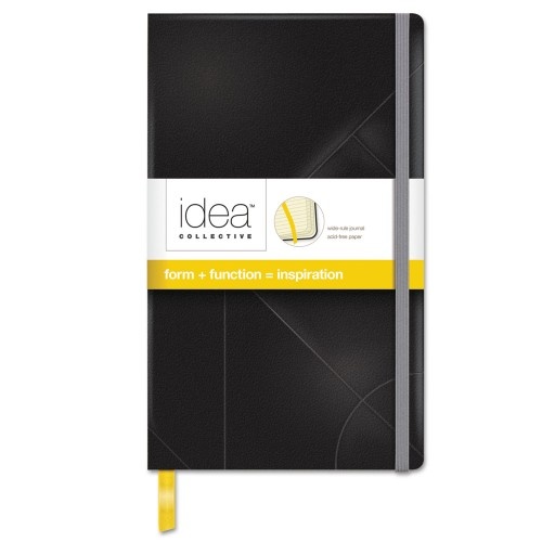 Tops Idea Collective Journal, Hardcover With Elastic Closure, 1-Subject, Wide/Legal Rule, Black Cover, 8.25 X 5 Sheets