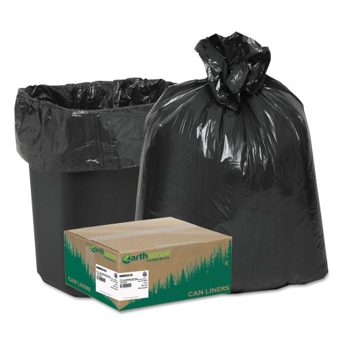 Earthsense Linear Low Density Recycled Can Liners, 10 Gal, 0.85 Mil, 24" X 23", Black, 25 Bags/Roll, 20 Rolls/Carton