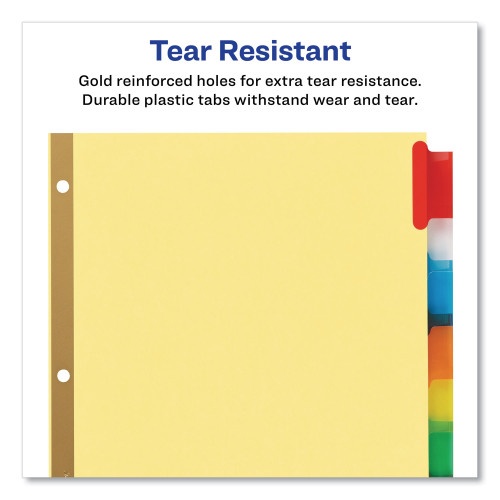 Avery Insertable Big Tab Dividers, 8-Tab, Double-Sided Gold Edge Reinforcing, 11 X 8.5, Buff, Assorted Tabs, 1 Set