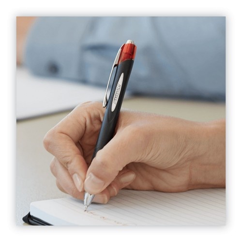 Uni-Ball Jetstream Retractable Ballpoint Pen, Bold 1 Mm, Red Ink, Black Barrel