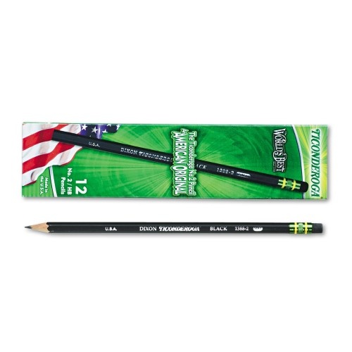 Ticonderoga Pencils, Hb (#2), Black Lead, Black Barrel, Dozen