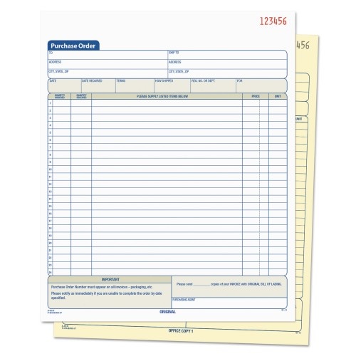Tops Purchase Order Book, 22 Lines, Two-Part Carbonless, 8.38 X 10.19, 50 Forms Total