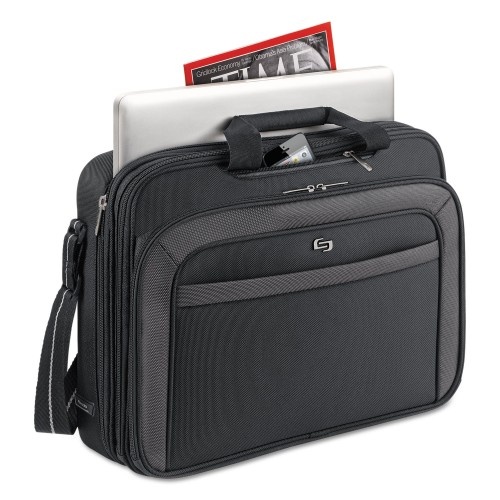 Solo Pro Checkfast Briefcase, Fits Devices Up To 17.3", Polyester, 17 X 5.5 X 13.75, Black