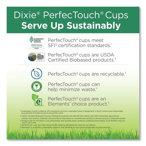 Dixie Perfectouch Hot Cups, 8 Oz, Coffee Haze Design, Individually Wrapped, 50/Sleeve, 20 Sleeves/Carton