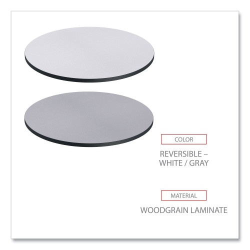 Alera Reversible Laminate Table Top, Round, 35.5" Diameter, White/Gray