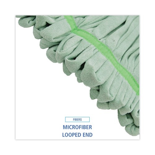 Boardwalk Microfiber Looped-End Wet Mop Head, Large, Green, 12/Carton