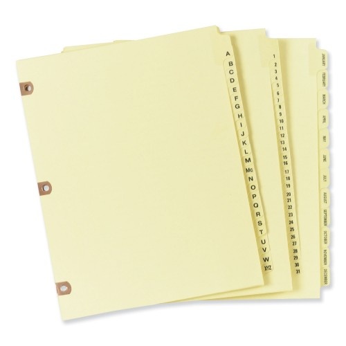Avery Preprinted Laminated Tab Dividers With Copper Reinforced Holes, 25-Tab, A To Z, 11 X 8.5, Buff, 1 Set