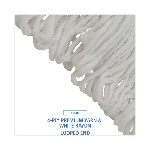 Boardwalk Pro Loop Web/Tailband Wet Mop Head, Rayon, #24 Size, White, 12/Carton