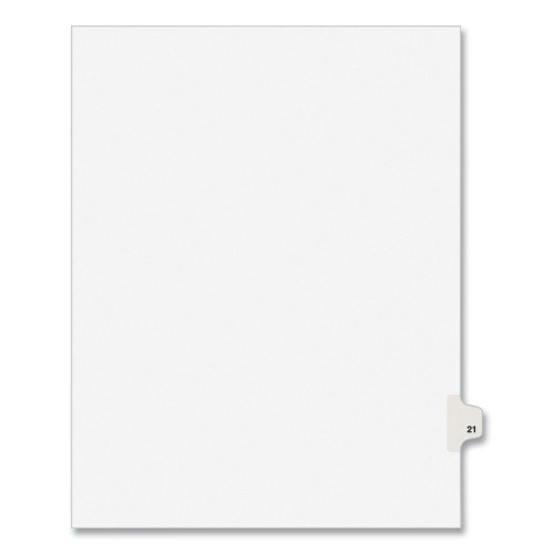 Preprinted Legal Exhibit Side Tab Index Dividers, Avery Style, 10-Tab, 21, 11 X 8.5, White, 25/Pack,